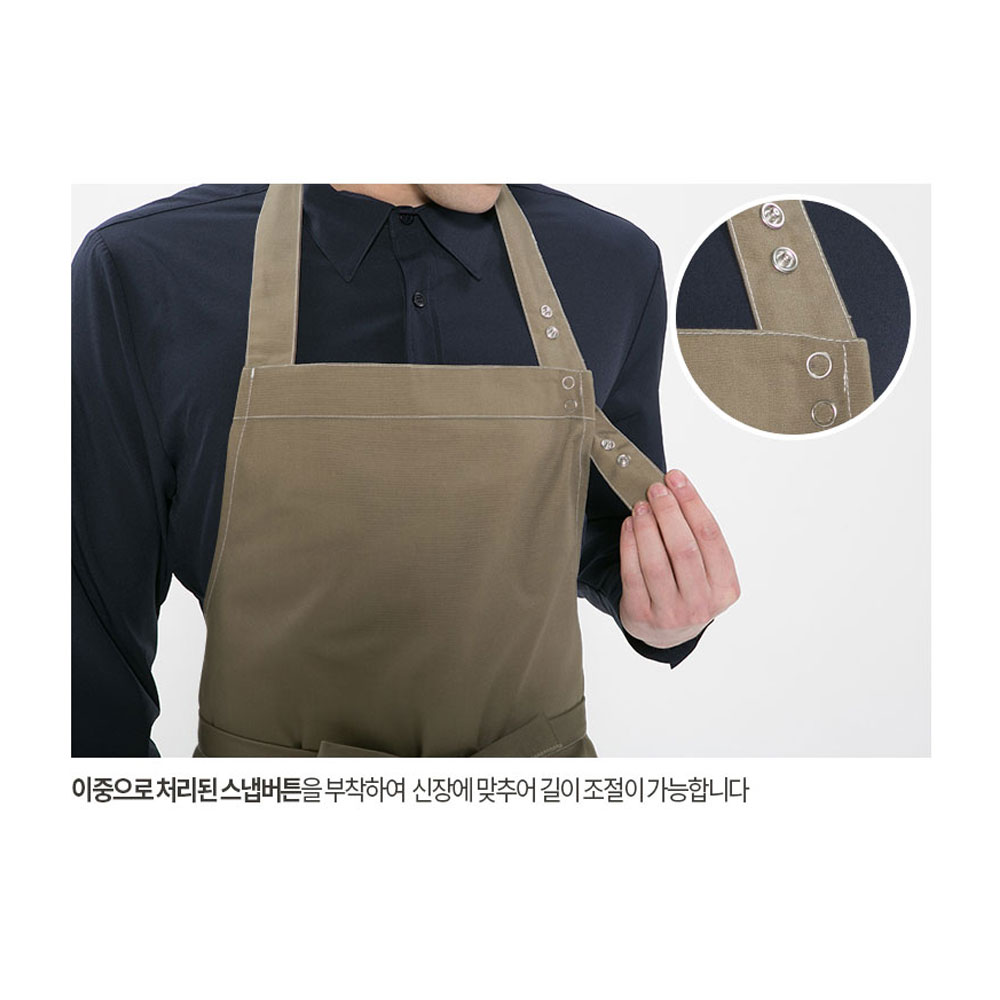 AT831 목걸이형 옥스포드 앞치마 라이트카키 호텔 서빙 카페 공방 홀 에이프런 유니폼