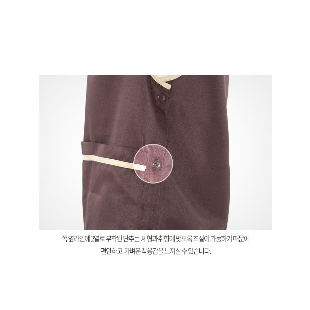 AT622 원피스형 폴리 앞치마 브라운 밤색 손님용 주방 서빙 카페 홀 에이프런 유니폼